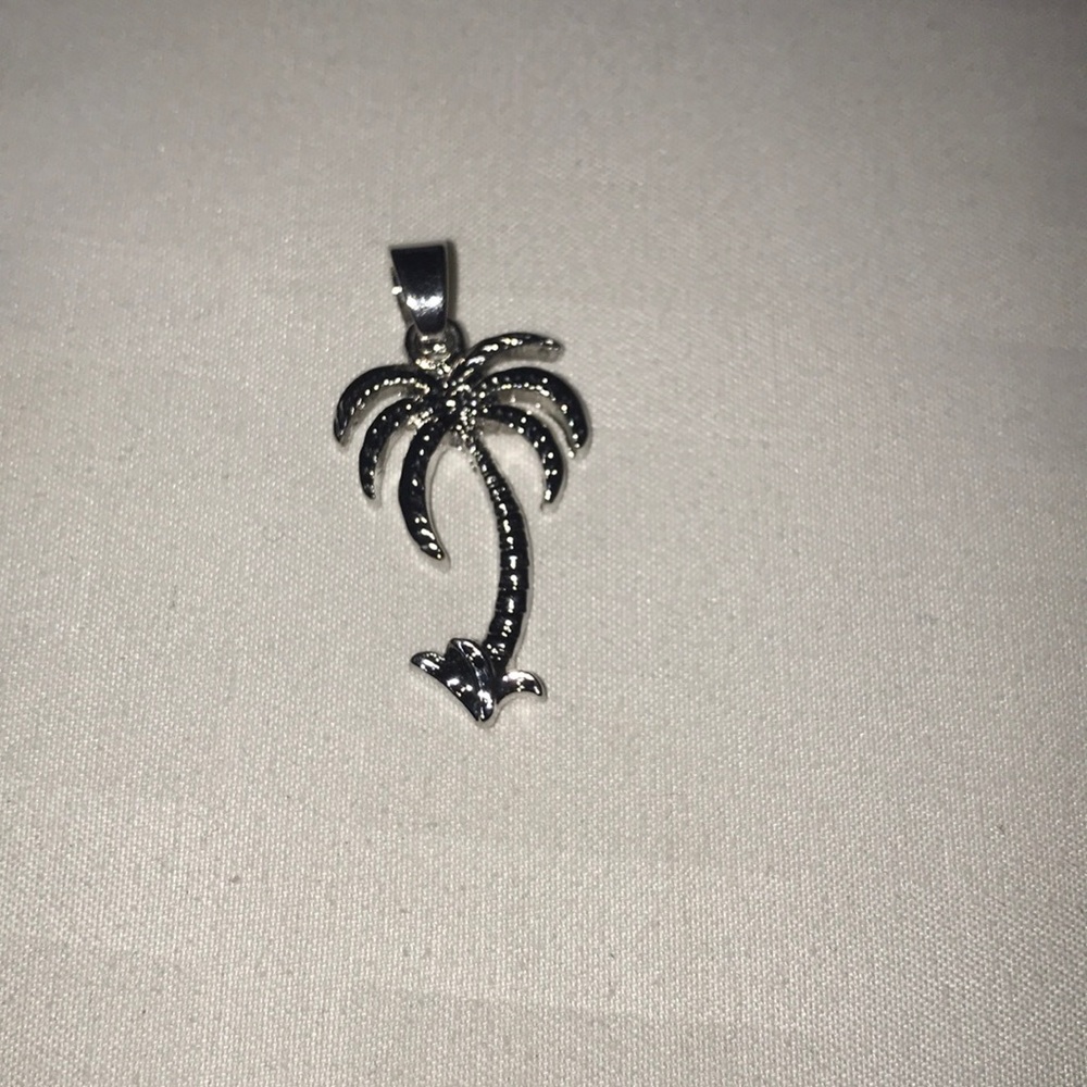 Silver palm tree pendant